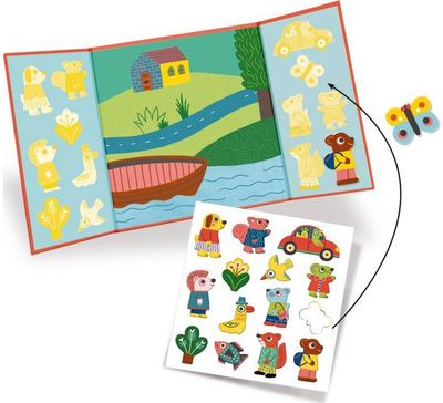 Daugkartinių lipdukų žaidimas DJECO Removable stickers Animals