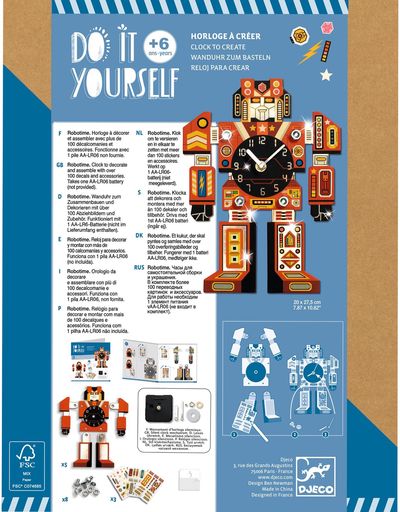 Kūrybinis rinkinys DJECO DIY Laikrodis ROBOTAS