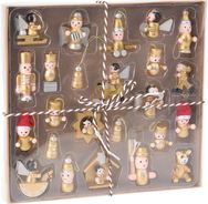 Pakabinamų dekoracijų rinkinys WOODEN HANGDECO, 24 vnt.