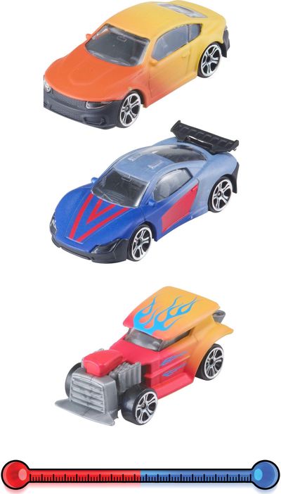 TEAMSTERZ Spalvą keičiantys automobiliai, 3 vnt, 7,5 cm