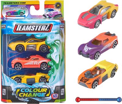 TEAMSTERZ Spalvą keičiantys automobiliai, 3 vnt, 7,5 cm