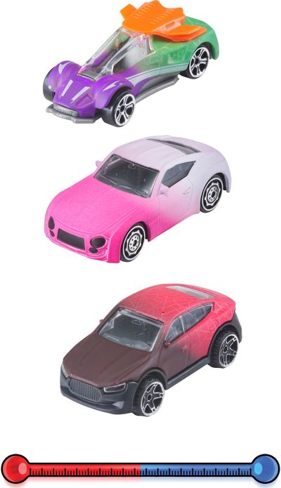 TEAMSTERZ Spalvą keičiantys automobiliai, 3 vnt, 7,5 cm