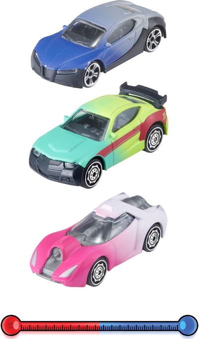 TEAMSTERZ Spalvą keičiantys automobiliai, 3 vnt, 7,5 cm