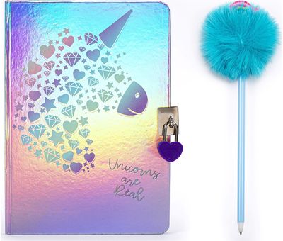 Dienoraštis TCD KIDS UNICORN su tušinuku, spynele, A5, 100 g, 96 l, linijomis