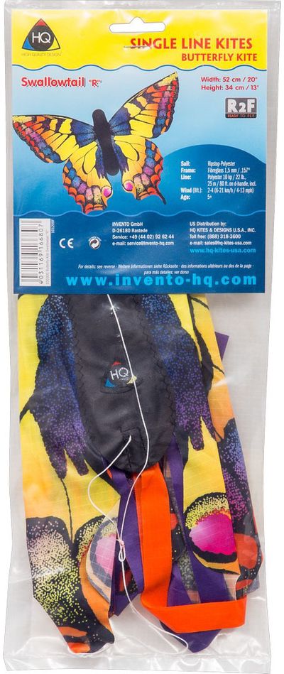 Aitvaras HQ Butterfly Kite Swallotail R 34x52cm, incl. 10kp Polyester Line, 25m