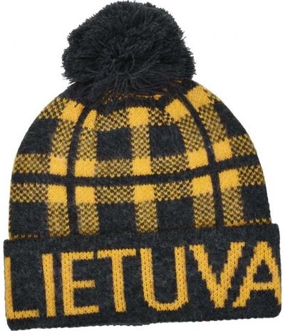 Žalios/geltonos spalvos raštuota žieminė kepurė Lietuva