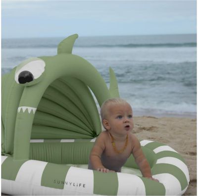 Pripučiamas baseinas SUNNYLIFE Kiddy Pool Shark Tribe Khaki