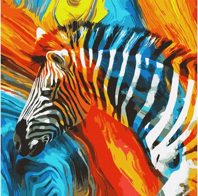 Tapyba pagal skaičius IDEYKA SPALVOTAS ZEBRAS 50x50 cm