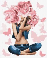 Tapyba pagal skaičius IDEYKA MERGINA-ROŽĖ 40x50 cm