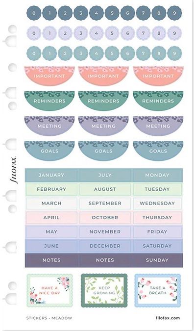 Priedai FILOFAX užrašinėms: lipdukai, Meadow