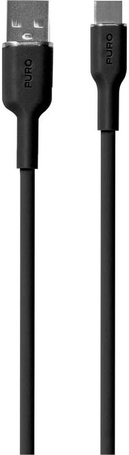 Įkrovimo laidas PURO USB-A to USB-C 1.5m, Puro Soft Cable, Black