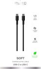 Įkrovimo laidas PURO USB-C to USB-C 1.5m, Soft Cable, Black