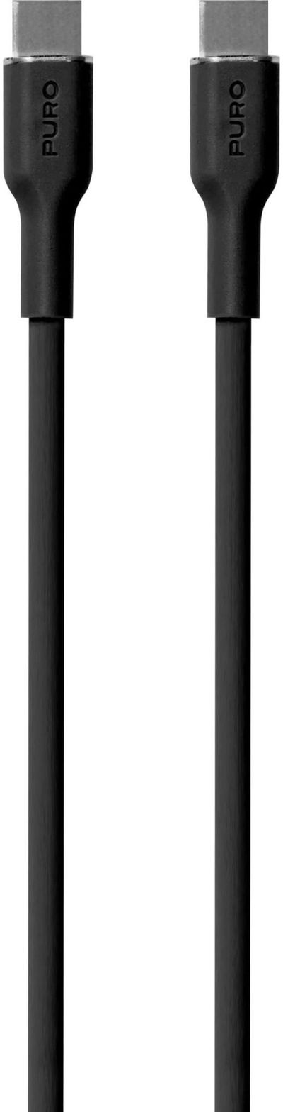 Įkrovimo laidas PURO USB-C to USB-C 1.5m, Soft Cable, Black
