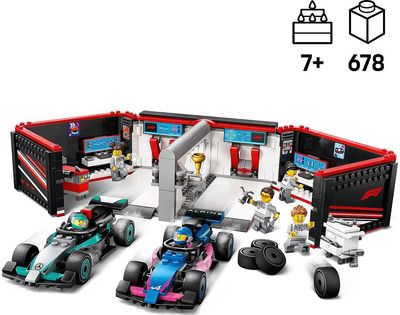 LEGO City F1® GARAŽAS IR MERCEDES-AMG BEI ALPINE AUTOMOBILIAI 60444