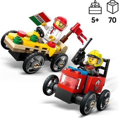 LEGO City PICŲ IŠVEŽIOJIMO IR UGNIAGESIŲ LENKTYNINIŲ AUTOMOBILIŲ PAKUOTĖ 60458