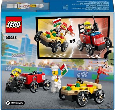 LEGO City PICŲ IŠVEŽIOJIMO IR UGNIAGESIŲ LENKTYNINIŲ AUTOMOBILIŲ PAKUOTĖ 60458