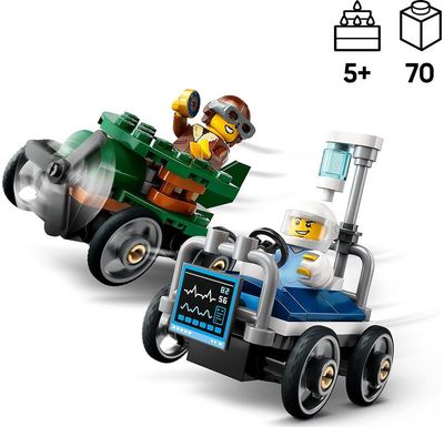 LEGO City LĖKTUVO IR LIGONINĖS LOVOS LENKTYNINIŲ AUTOMOBILIŲ PAKUOTĖ 60459