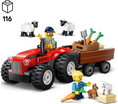 LEGO City RAUDONAS ŪKIO TRAKTORIUS SU PRIEKABA IR AVIMI 60461