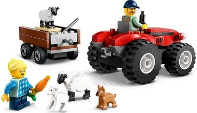 LEGO City RAUDONAS ŪKIO TRAKTORIUS SU PRIEKABA IR AVIMI 60461