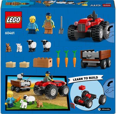 LEGO City RAUDONAS ŪKIO TRAKTORIUS SU PRIEKABA IR AVIMI 60461