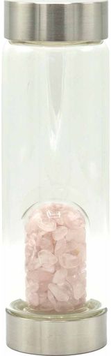 Stiklinė Gertuvė Su Kristalų skalda - Rožinis kvarcas - Chips