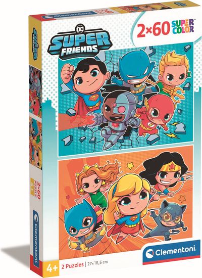Dėlionė CLEMENTONI DC COMICS SUPERFRIENDS 2X60 det.