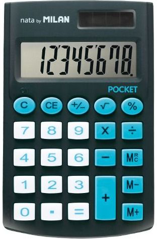 Kišeninis skaičiuotuvas MILAN, su dangteliu, juodos sp.