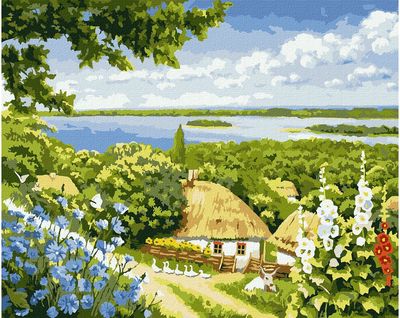 Tapyba pagal skaičius IDEYKA KAIMO KAMPELIS 40x50 cm