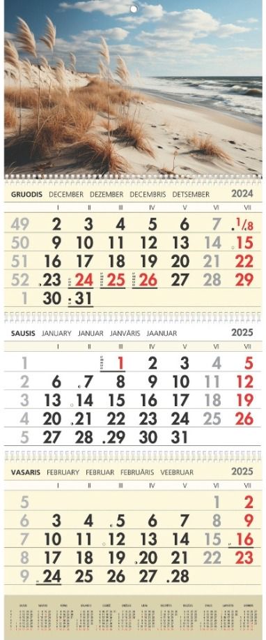 Sieninis kalendorius 2025 SMILGOS 3 dalių SK3