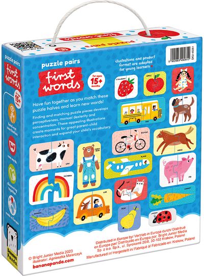 Lavinamoji dėlionė BANANAPANDA Puzzle pairs First words 15m+