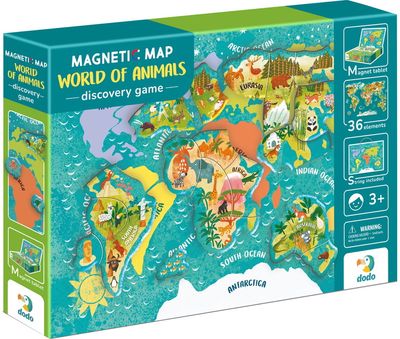 Magnetinis žaidimas DODO gyvūnų pasaulio žemėlapis (EN)