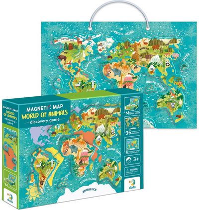Magnetinis žaidimas DODO gyvūnų pasaulio žemėlapis (EN)