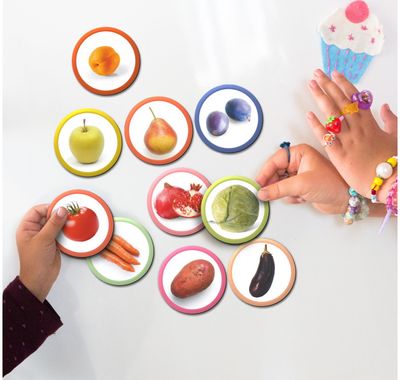 Magnetų rinkinys DODO Montessori daržovės, vaisiai ir uogos (realios nuotraukos )