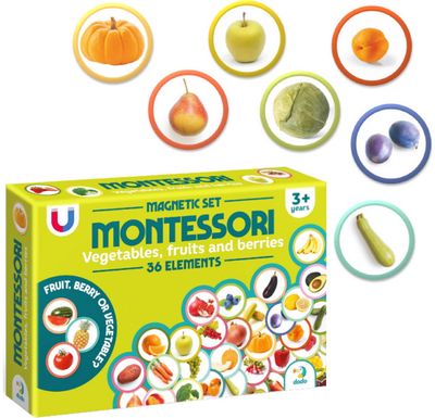 Magnetų rinkinys DODO Montessori daržovės, vaisiai ir uogos (realios nuotraukos )
