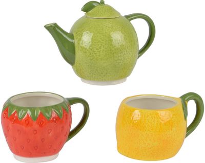 Glazūruotas arbatos rinkinys, įvairiaspalvis, 16.7 x 10.2 x 24 cm