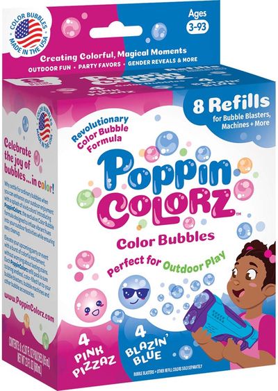 Muilo burbulų šautuvo papildymas SOUTH BEACH BUBBLES PoppinColorz 8 pakeliai