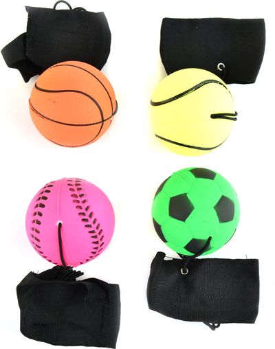 Kamuoliukas ant virvės BALL RUBBER SPORT 6 cm., įv. rūšys