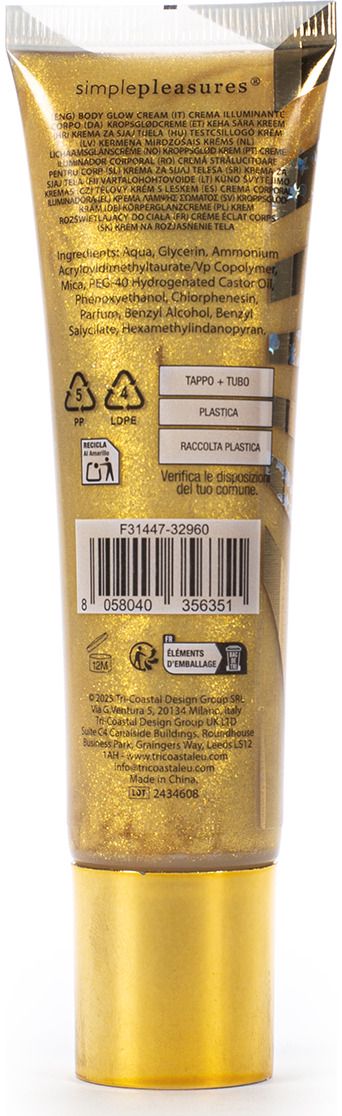 Švytinti kūno krempudra su auksinėmis blizgiomis dalelėmis, 60 ml.