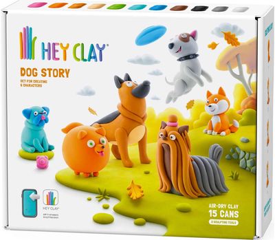 Modelinas HEY CLAY Air-Dry Clay Dog Story 15vnt.