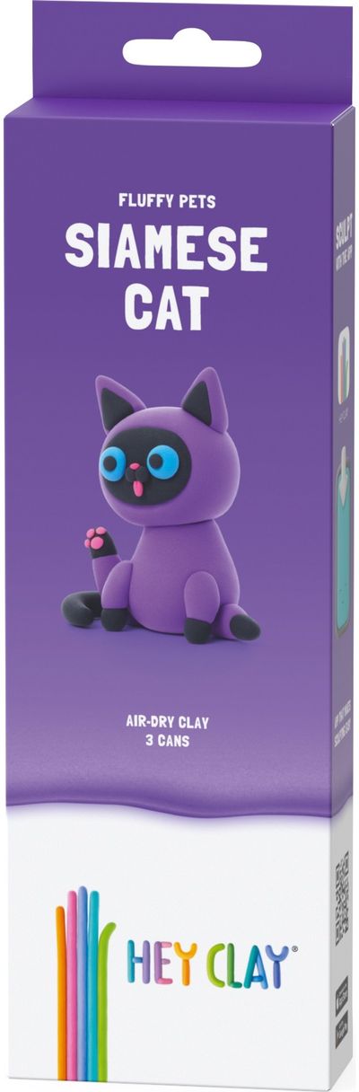 Modelinas HEY CLAY Air-Dry Clay Siamese cat, series Fluffy Pets, 3 vnt.
