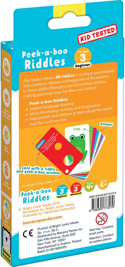 Lavinamosos kortelės BANANAPANDA Peek A Boo Riddles 3+ Beginer