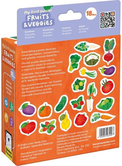 Lavinamoji dėlionė BANANAPANDA My First Puzzles Fruits & Veggies 18m+