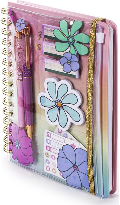 Kanceliarins rinkinys POSH+POP Retro Floral: užrašinė, rašikliai, lip. lapeliai