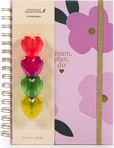 Užrašinė POSH+POP Retro Blossom, su žymekliais, spirale