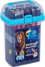 Flomasteriai - markeriai ASTRA, dvipusiai, 24 sp., dėžutėje