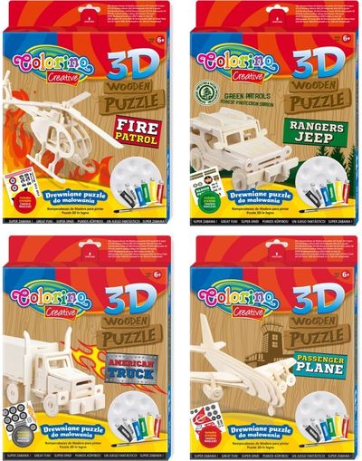 Medinis 3D modelis COLORINO su dažais ir lipdukais transportas įv. rūšys