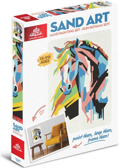 Kūrybinis rinkinys piešimas smėliu RED CASTLE Sand Art Horse