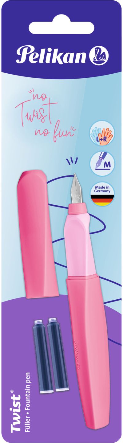 Plunksnakotis PELIKAN TWIST, M, Berry Pink, + 2 kapsulės