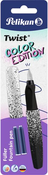 Plunksnakotis PELIKAN TWIST, M, Color Edition, Black white, + 2 kap.
