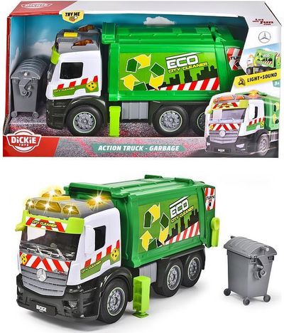 Šiukšliavežė DICKIE TOYS Mercedes-Benz su garsais ir šviesomis, 27 cm